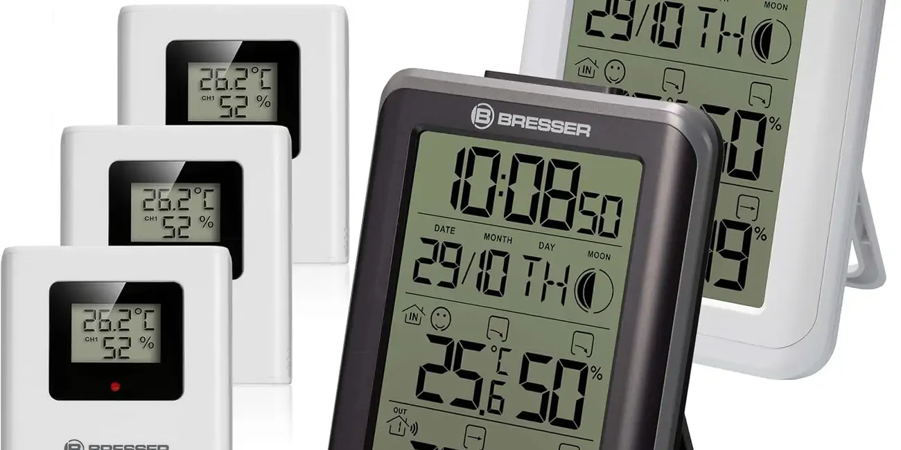 Set Jumbo Bresser ClimaTemp IO de 2 estaciones y 3 transmisores de temperatura y humedad