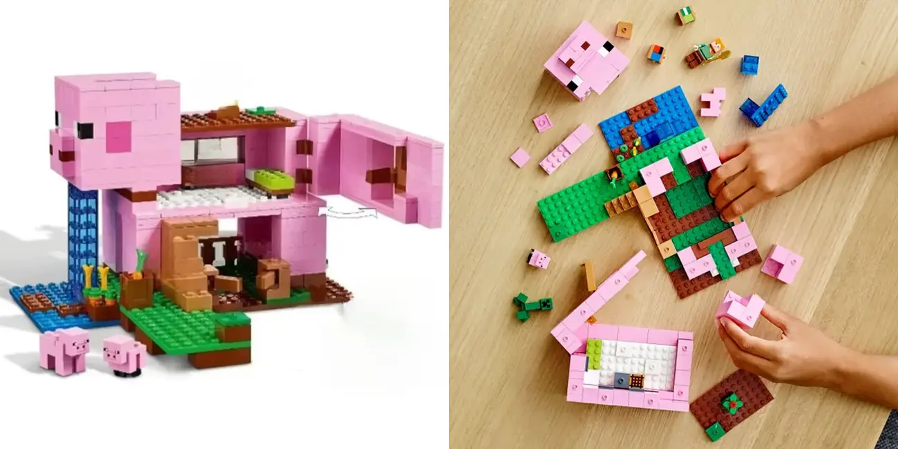 Set de construcción La Casa-Cerdo de Minecraft tipo LEGO