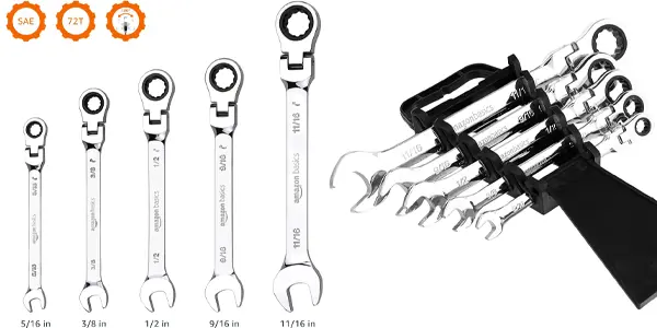 Juego de llaves de trinquete Amazon Basics de 5 piezas