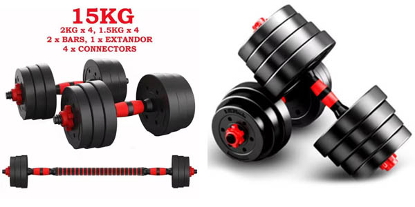 Set de 2 mancuernas ajustables de 15 kg