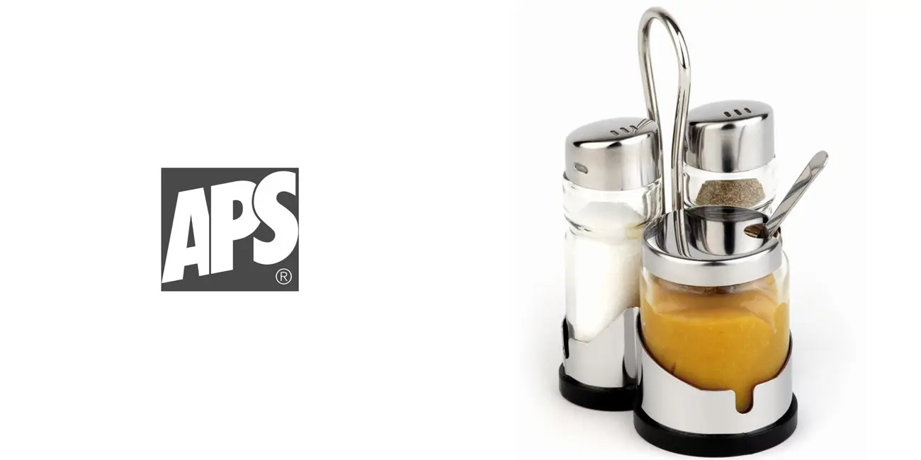 Salero, pimentero y recipiente para salsas APS