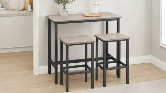 Set Vasagle de mesa alta y 2 taburetes para desayunos y trabajo