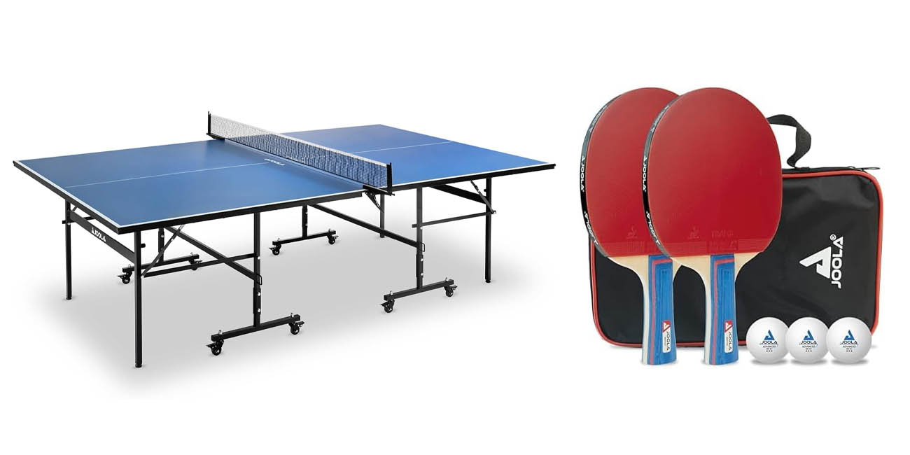 Conjunto mesa de ping-pong JOOLA con 2 palas y 3 pelotas