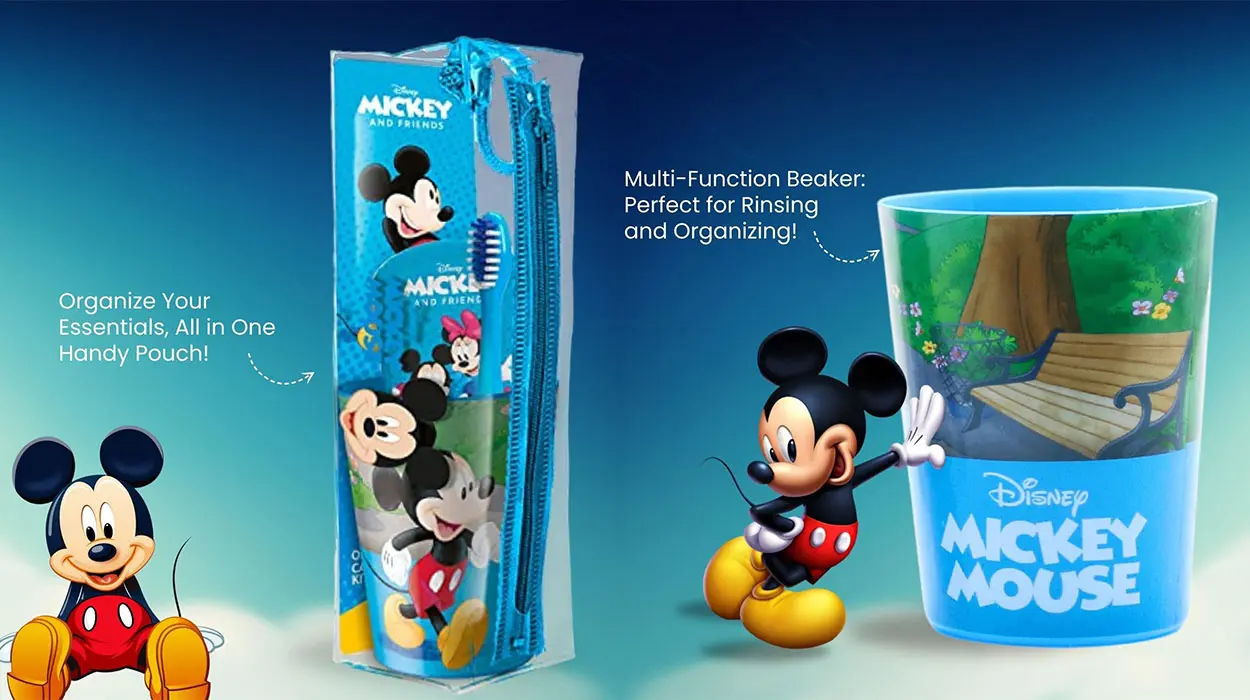 Set Mr. White Mickey Mouse para niños con cepillo de dientes y pasta barato