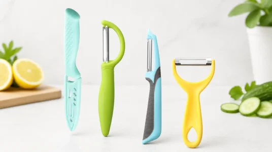 Set de 4 piezas con peladores y cuchillo para frutas