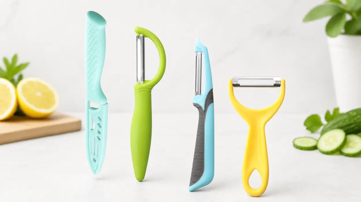 Set de peladores de 4 piezas con cuchillo para frutas