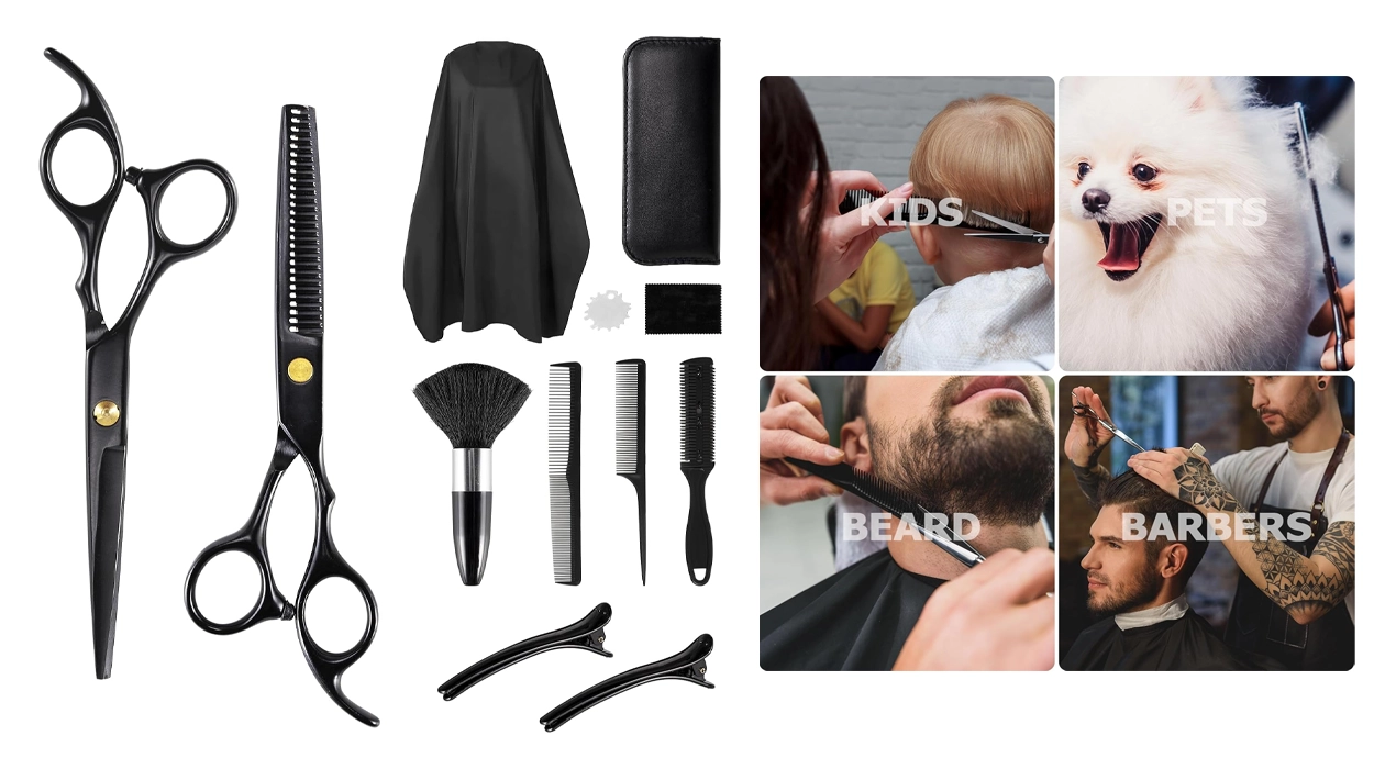 set profesional de tijeras de peluquería con accesorios