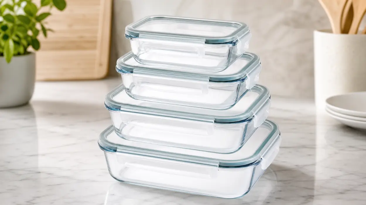 Set de 4 recipientes rectangulares de borosilicato para horno y microondas, de 200 a 1000 ml