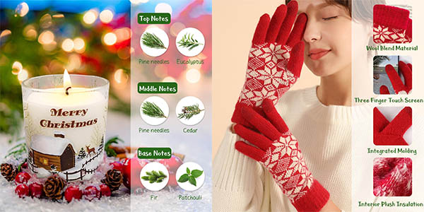 set regalos navidad velas guantes chollo