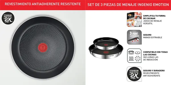Set de 2 sartenes Tefal Ingenio Emotion de 22 y 26 cm