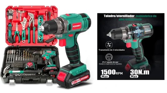 set-taladro-atornillador-12v-hychika-y-maletin-de-herramientas-de-104-piezas