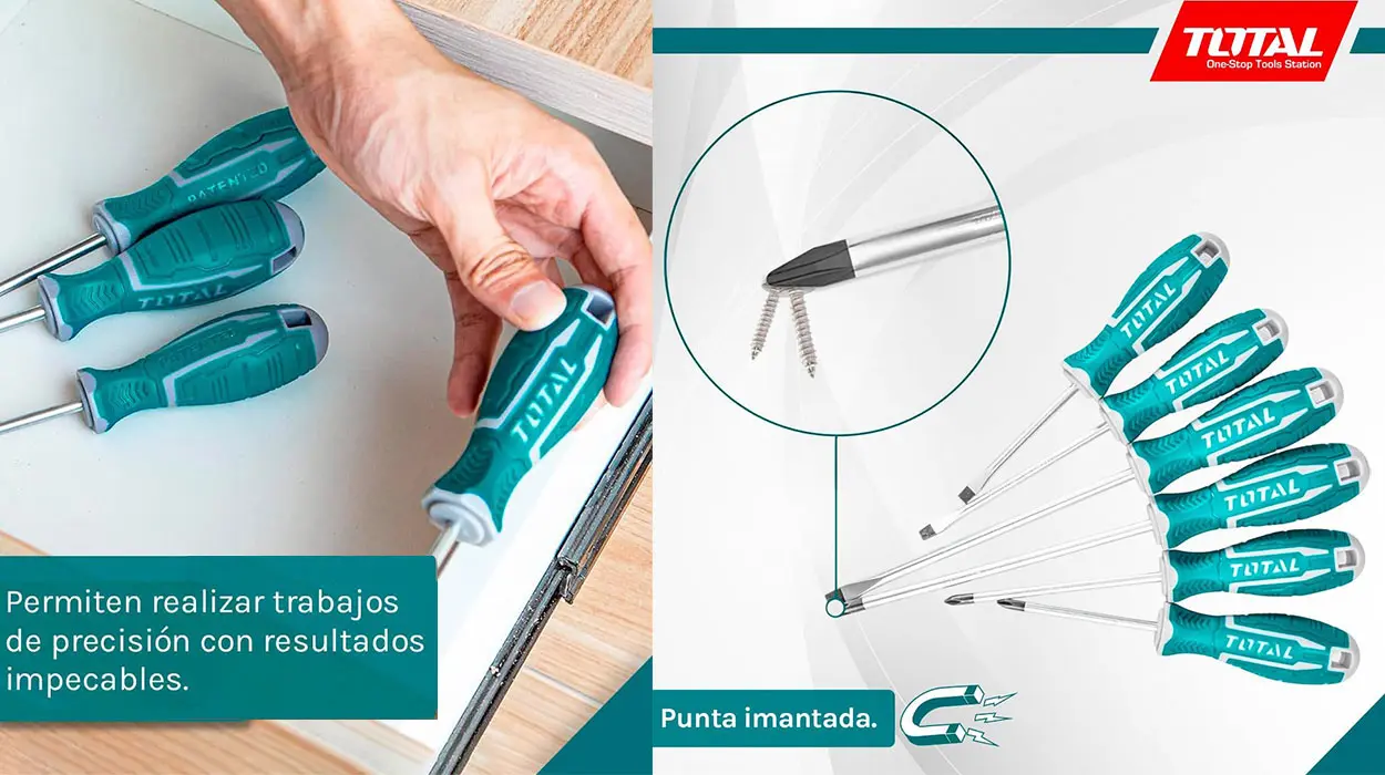 Set Total de 6 destornilladores de punta imantada barato