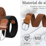 Cinturón trenzado elástico de Flintronic, set de 2 para hombre y mujer en negro y gris
