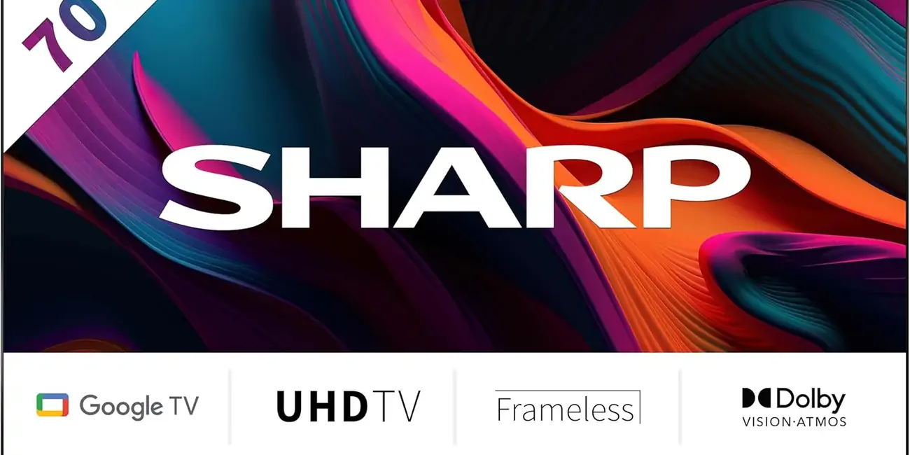 Sharp 70GL4260E Google TV 70" Frameless (sin Marco) 4K Ultra HD, 4X HDMI 2.1, 2X USB, Bluetooth, Google Assistant, Chromecast, Dolby Vision, Dolby Atmos, HDR10, Color Negro