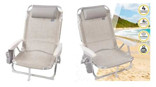 silla de playa Aktive plegable y reclinable con cojín