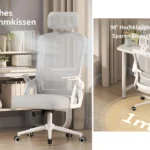 silla de oficina ergonómica con respaldo de malla, reposacabezas y soporte lumbar