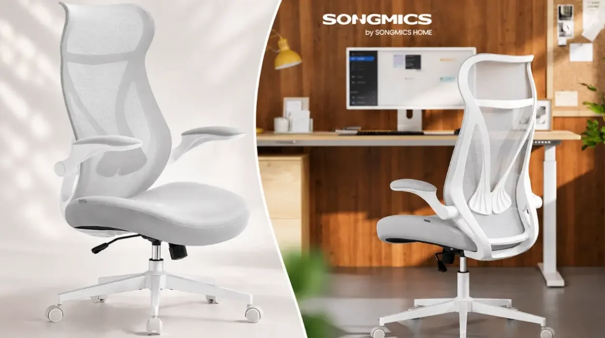 Mejora tu escritorio sin gastar una fortuna: silla de oficina ergonómica Songmics con reposacabezas y reposabrazos abatibles por sólo 68,39€ (24% de descuento)