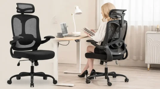 Silla de oficina Magic Life ergonómica con reposacabezas ajustable