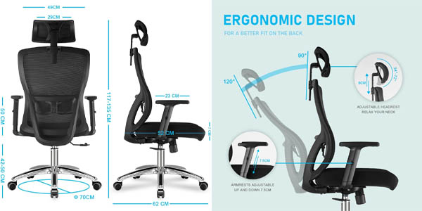 Silla de oficina ergonómica Durrafy