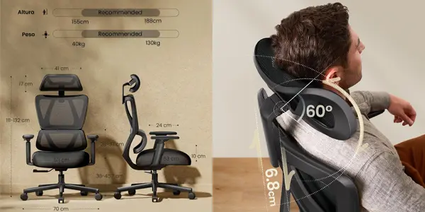 Silla de oficina ergonómica ProtoArc EC100