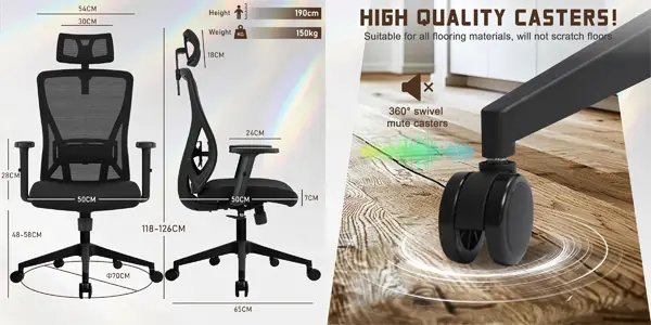 Silla de oficina ergonómica Durrafy