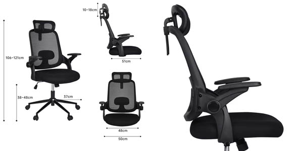 Silla de oficina T-LoVendo con reposacabezas y reposabrazos