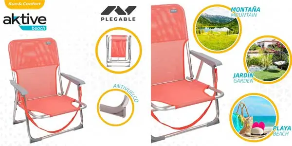 Silla playa Plegable Aktive respaldo fijo barata