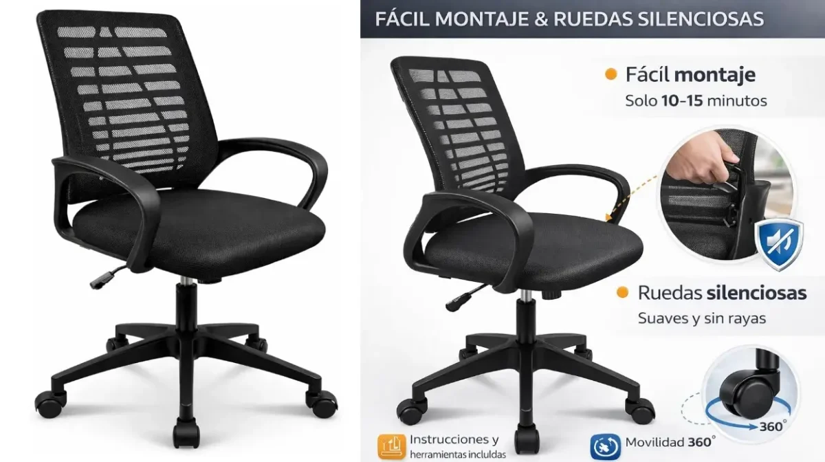 Silla T-LoVendo con soporte lumbar y altura regulable