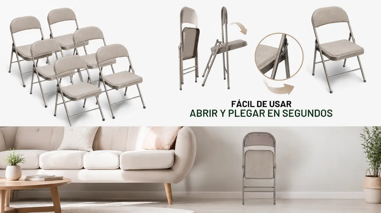 Juego de 6 sillas plegables para interiores y exteriores en varios colores