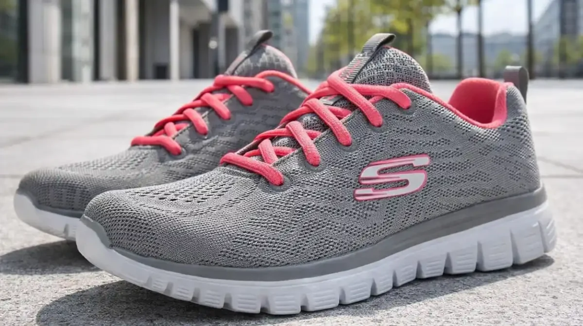 Zapatillas Skechers Graceful Get Connected gris y coral para mujer