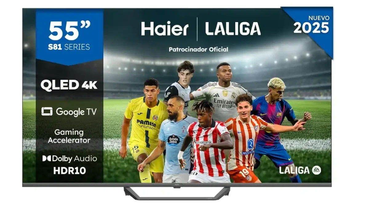 Smart TV Haier QLED UHD 4K de 55" con Google TV y 120 Hz para gaming