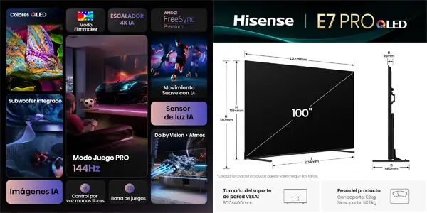 Smart TV QLED Hisense 100E7Q Pro