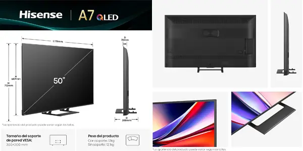 Smart TV Hisense 50A7Q UHD 4K QLED de 50"