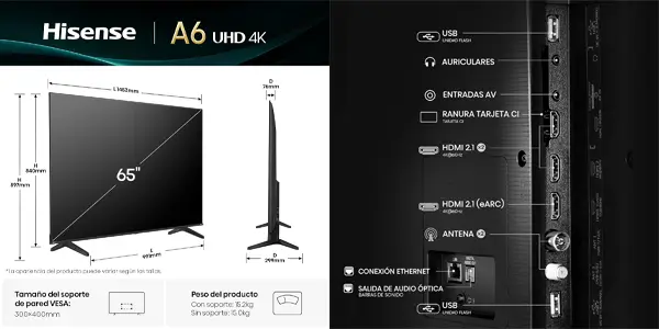 Smart TV Hisense 65E63QT UHD 4K de 65"