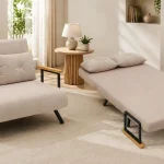 Sofá cama HOMCOM de 2 plazas en terciopelo beige, plegable y ajustable con 5 posiciones