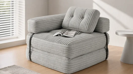 Sofá cama plegable Xbro con reposabrazos en L y formato compacto de 170 x 85 cm