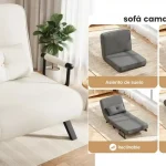 Sofá cama YOUDENOVA, sillón plegable con respaldo ajustable y bolsa colgante, chenilla beige