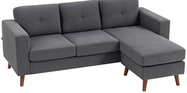Chollo sofá chaise longue reversible homcom de 3 plazas tapizado