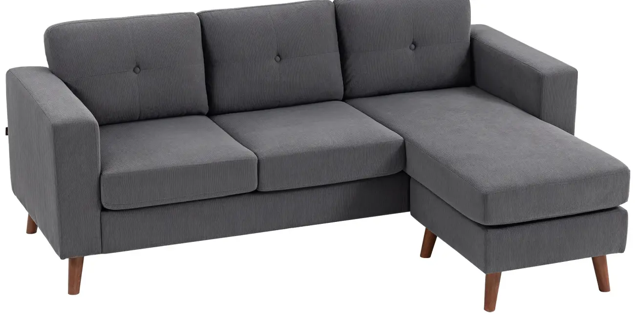 Chollo sofá chaise longue reversible homcom de 3 plazas tapizado