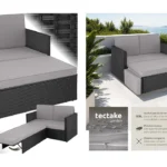 sofá de ratán Tectake con taburete reposapies barato