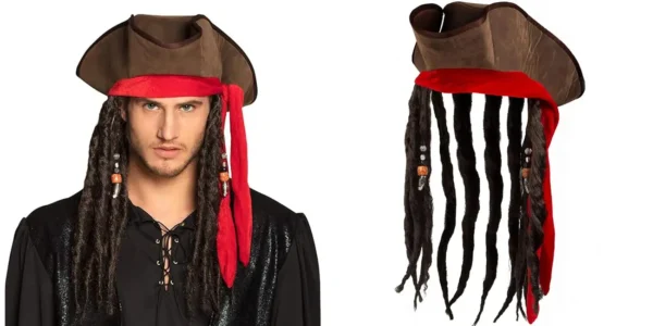 Sobrero pirata de Jack Sparrow con trenzas
