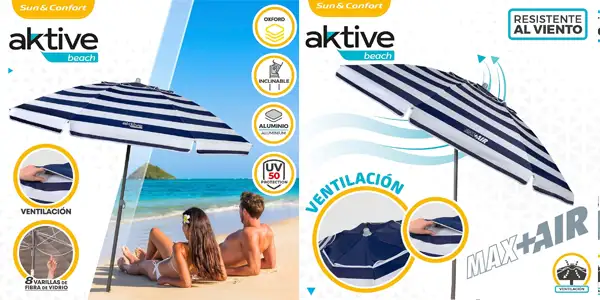 sombrilla de playa grande Aktive 62224 oferta