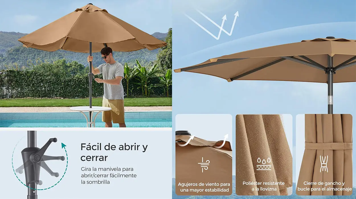 Sombrilla de jardín Songmics de 300 cm barata