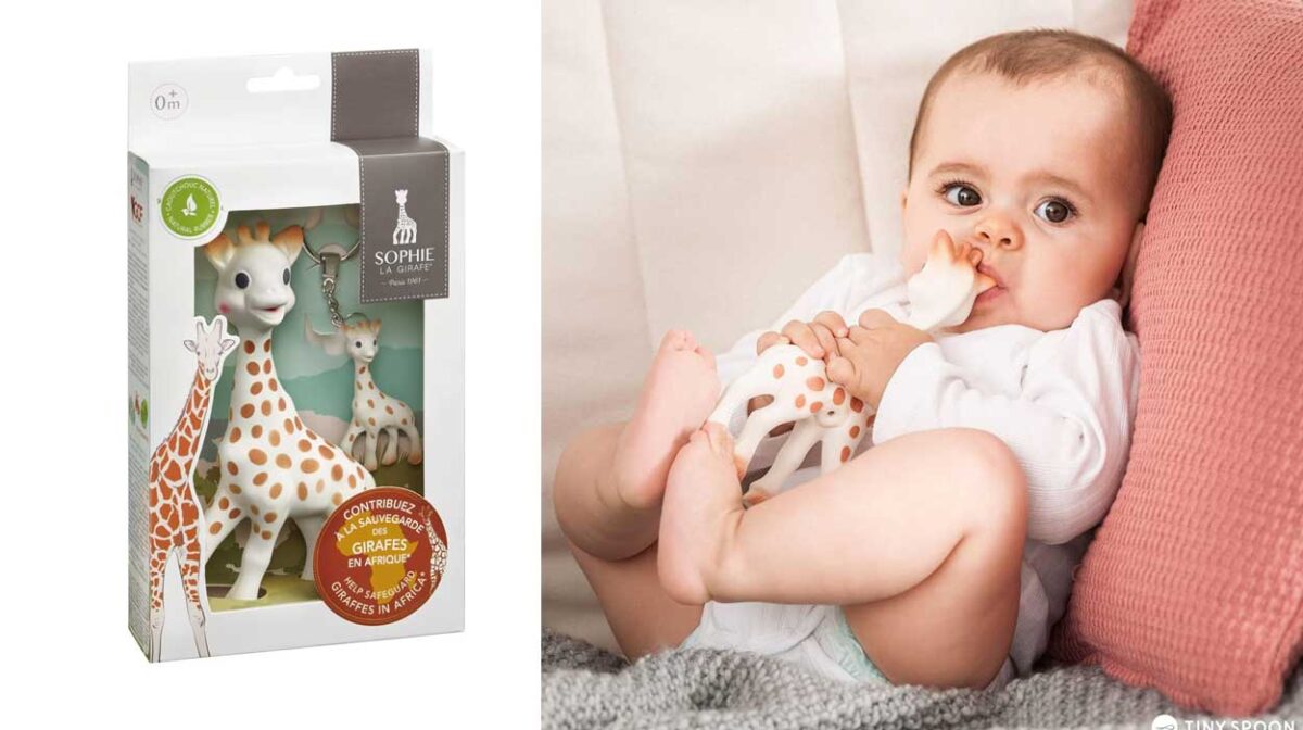 Juguete Sophie La Girafe para recién nacidos con llavero de regalo