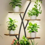Soporte BACEKOLL para plantas de interior con luces de crecimiento y estante de 7 niveles