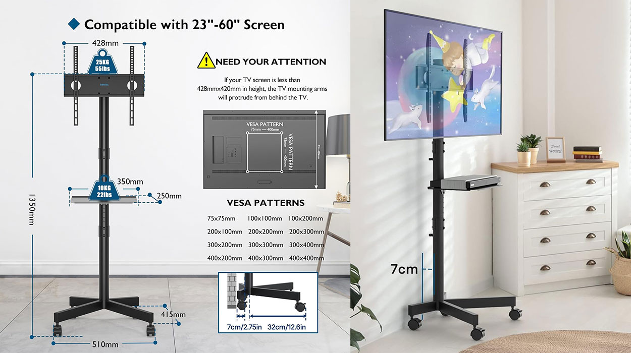 Soporte Bontec para TV con ruedas barato