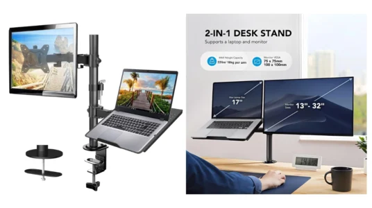 soporte de mesa doble para monitor y portátil Huanou