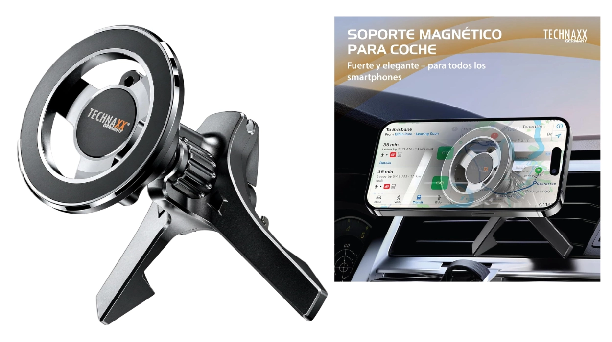 Soporte magnético para coche Technaxx TX-304 compatible con iPhone y rotación 360°