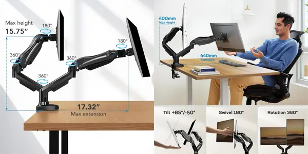 Soporte HUANUO para monitor de doble brazo