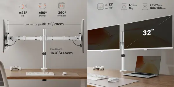 Soporte doble ErGear para 2 monitores